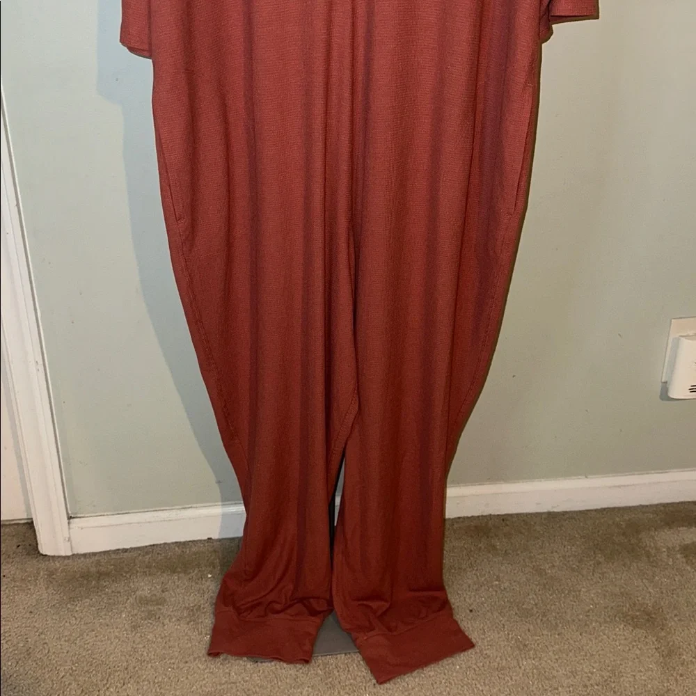 Athleta Wind Down Sleep Romper Terracotta Waffle Knit Size 3X - Picture 8 of 13
